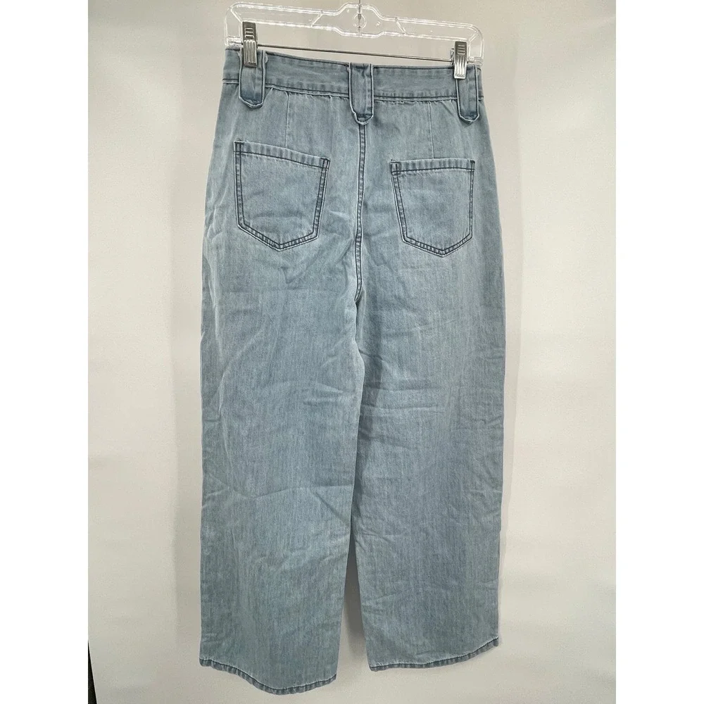 Womens Light Wash Wide Leg Denim Jeans Owned By UK Size L See Pics For Sizing‎